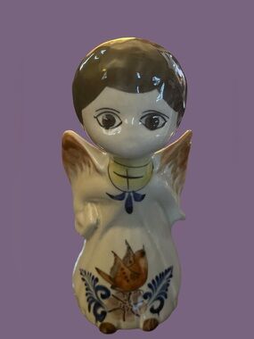 Tonala Angel - Hand Painted Mexican Pottery - 6.5 Inches Tall - Signed